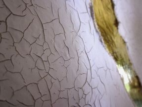 G. Barnes, 2013. Progress detail of 'Green Earth Crack' [burnished embossed gold and cracked gesso].